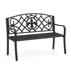 GIANTEX front view of entire bench showing elegant floral design and seating