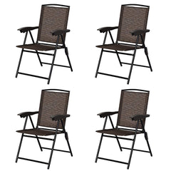 GIANTEX front view of four brown patio chairs showing coordinated set and convenience