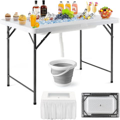 GIANTEX front view of ice bin table showing portability benefit