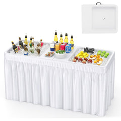 GIANTEX front view of full ice table showing double sinks and organized chill space