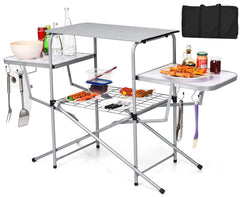 GIANTEX front view showing full table and organized prep area benefit portability