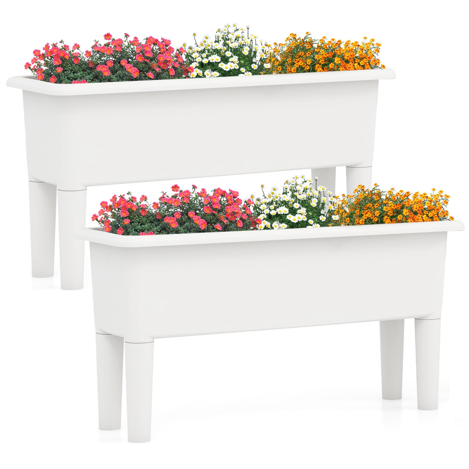 GIANTEX front view of white raised garden bed showing size and neat design benefit