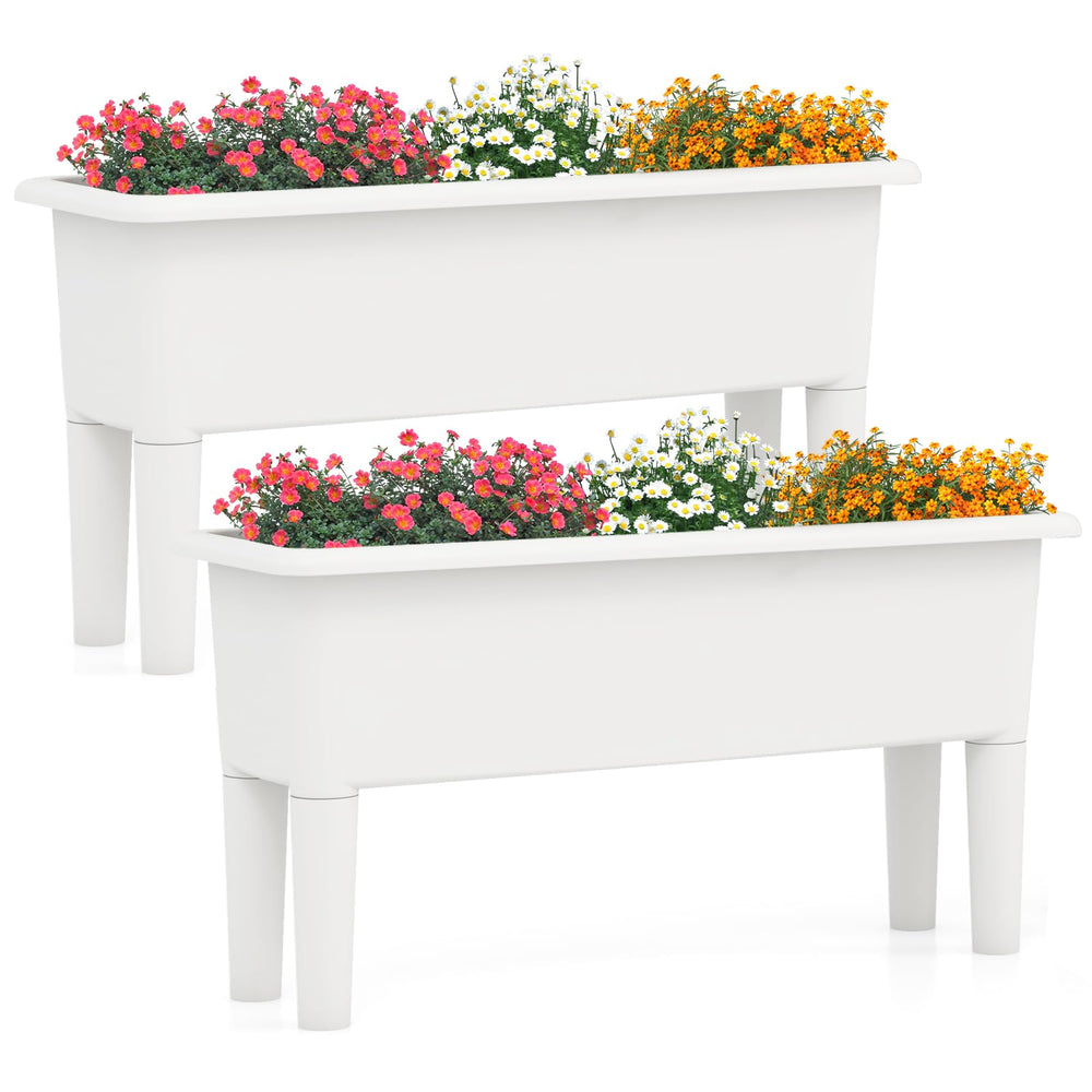GIANTEX front view of white raised garden bed showing size and neat design benefit
