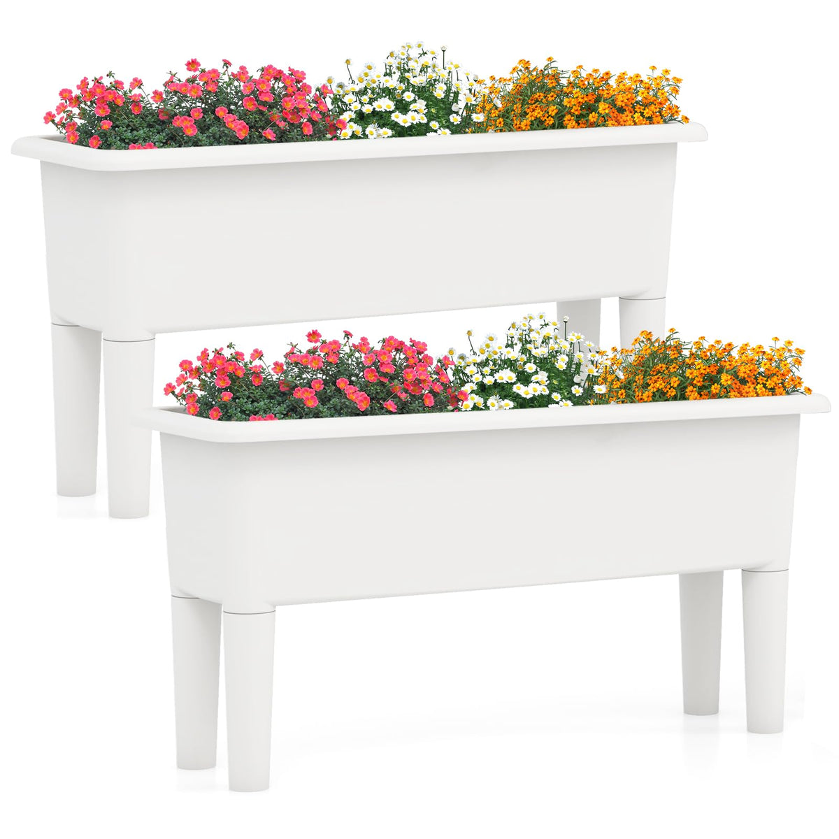 GIANTEX front view of white raised garden bed showing size and neat design benefit
