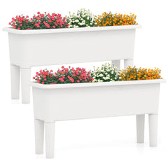 GIANTEX front view of white raised garden bed showing size and neat design benefit