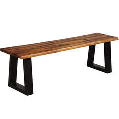 GIANTEX front view of live edge acacia bench showing full length and rustic appeal