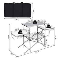 GIANTEX lower shelf loaded with supplies for extra outdoor storage capacity