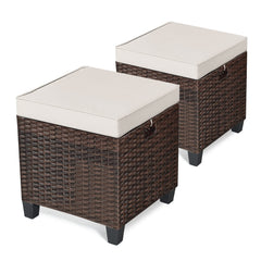 GIANTEX mayjooy ottoman front view showing rattan finish and cushion comfort