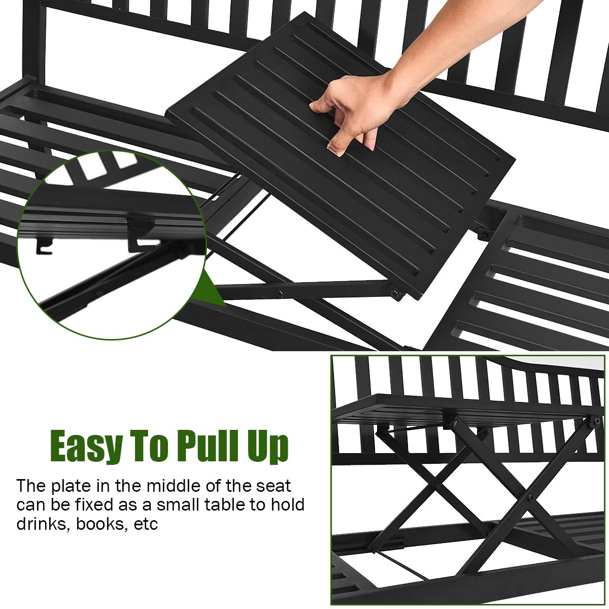 GIANTEX pullout middle table closeup demonstrating usable tabletop and convenience benefit