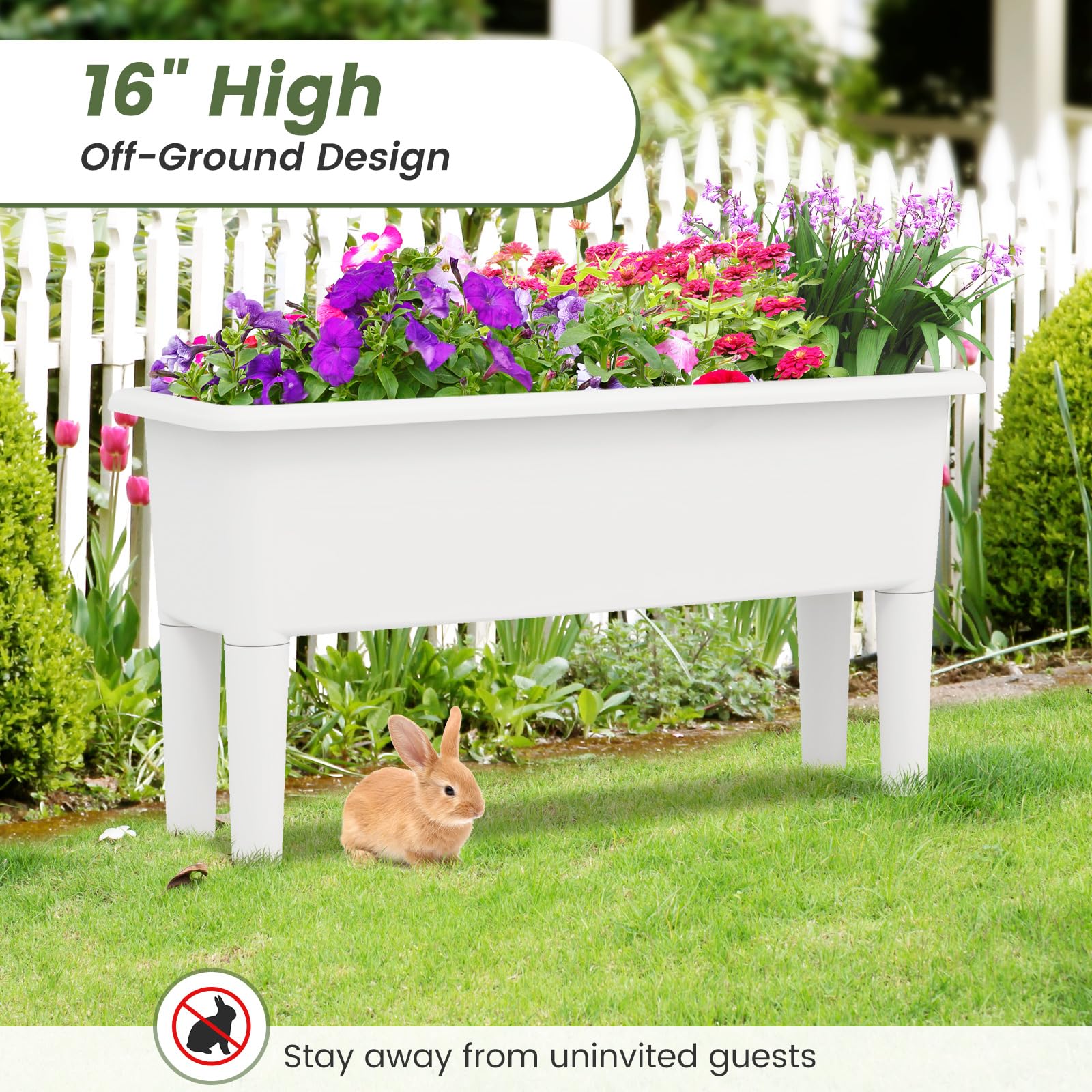 GIANTEX planter next to ruler showing dimensions and space-saving benefit