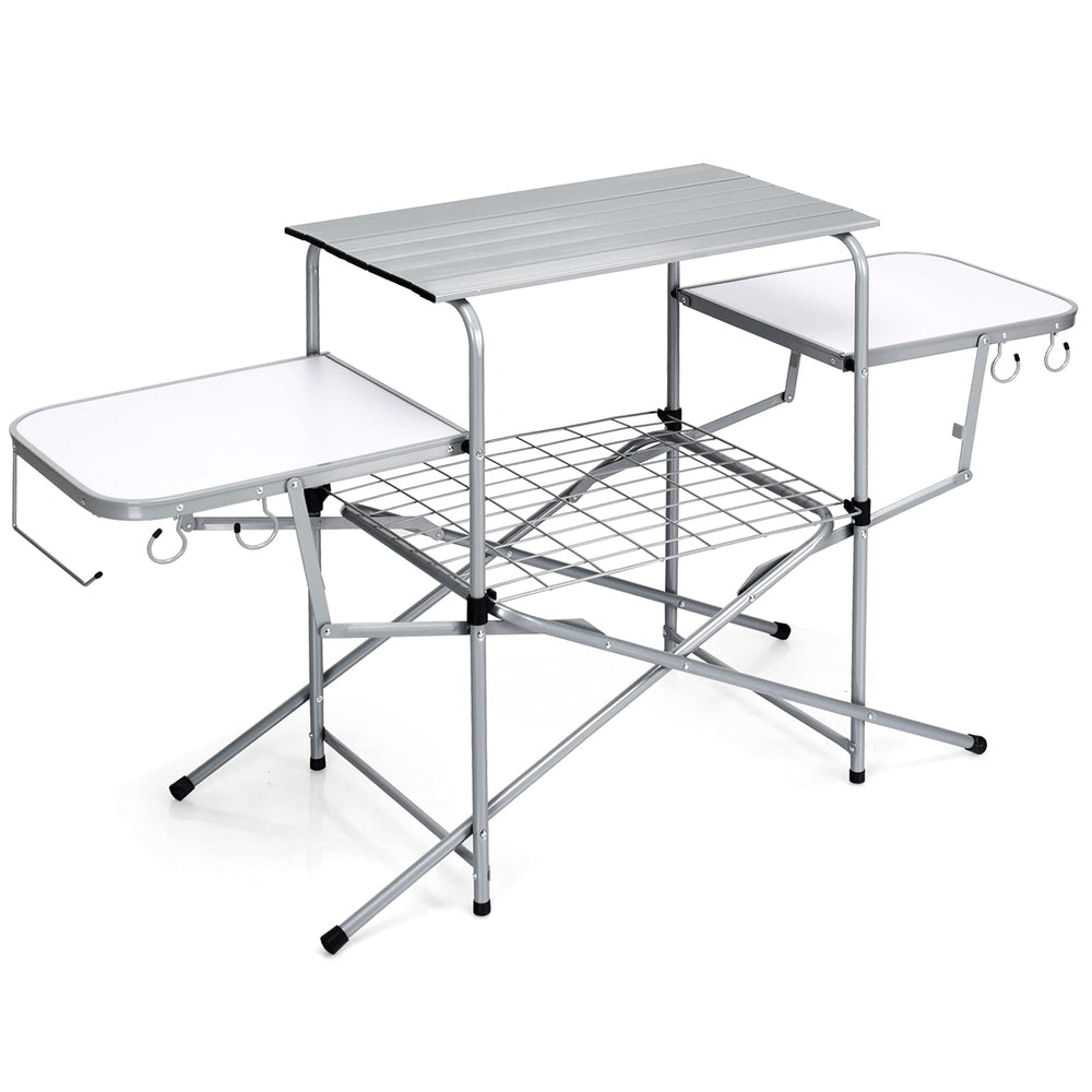 GIANTEX next to camping chair showing scale and convenient campsite fit