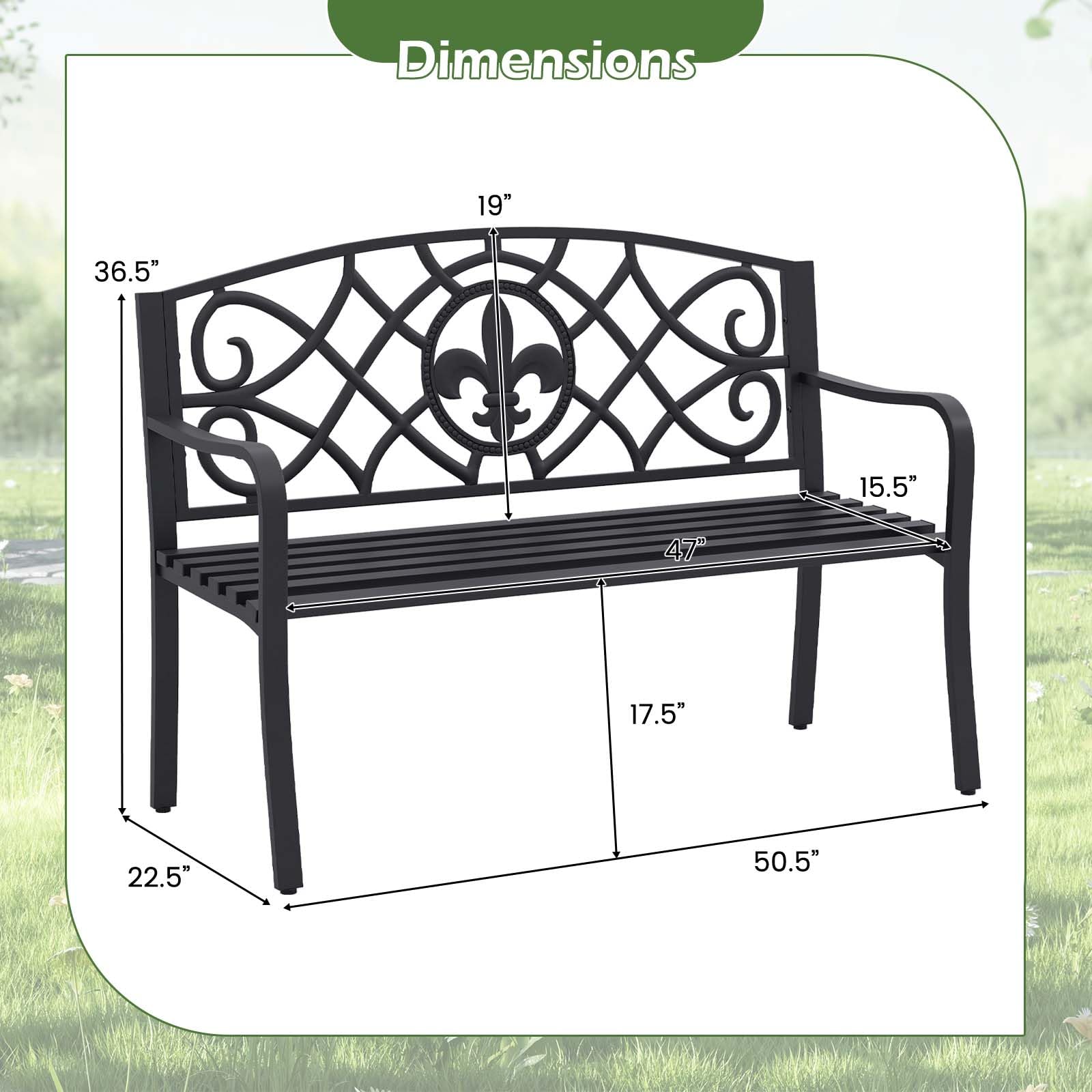 GIANTEX bench with two people illustrating 47-inch seating capacity