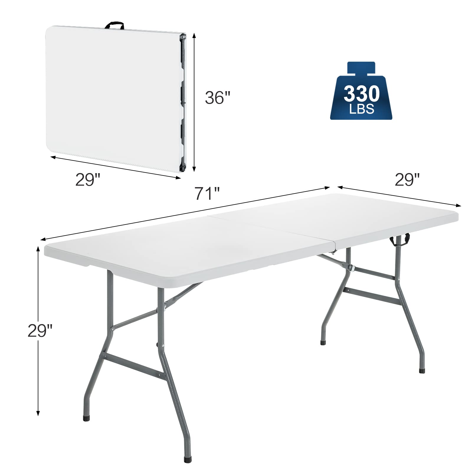 GIANTEX table being lifted into car trunk, portable solution for camping and tailgating