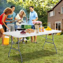 GIANTEX folded table with built-in handle, easy to carry and transport for outdoor events