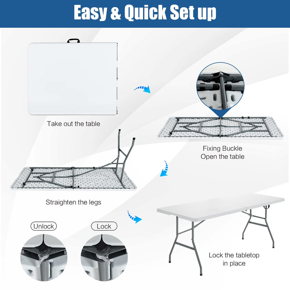 GIANTEX table set up in backyard BBQ, spacious surface for food and drinks during parties