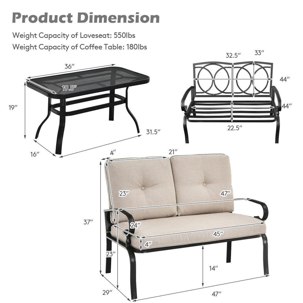 GIANTEX coffee table with drinks showing functional surface for outdoor use