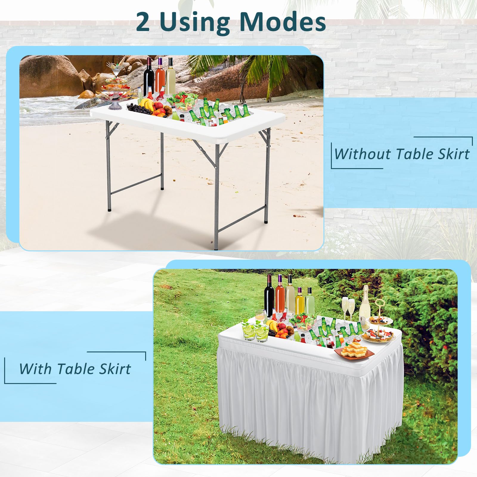 GIANTEX table with removable skirt styled for event presentation