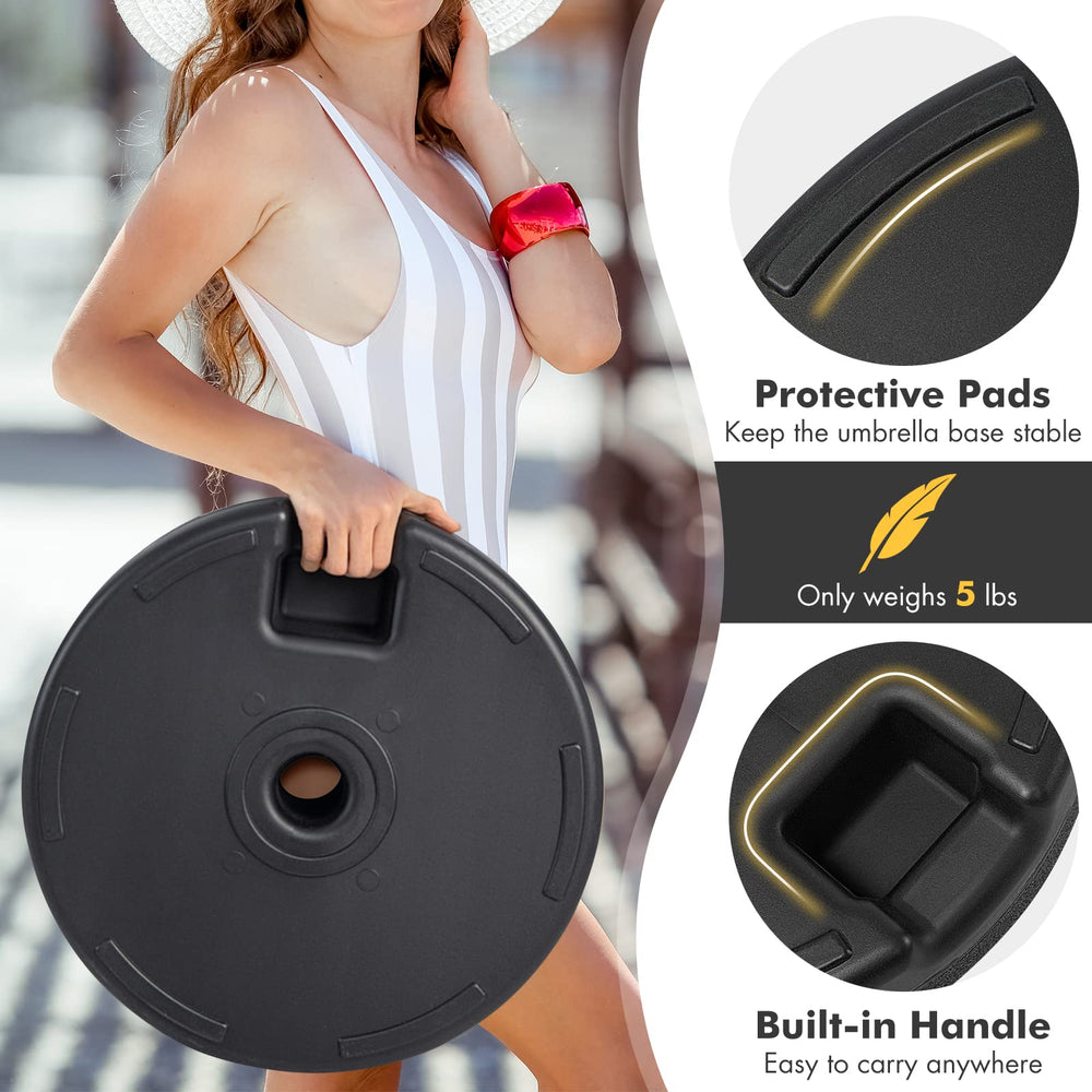 GIANTEX umbrella base filled with sand and water to show maximum weighted stability