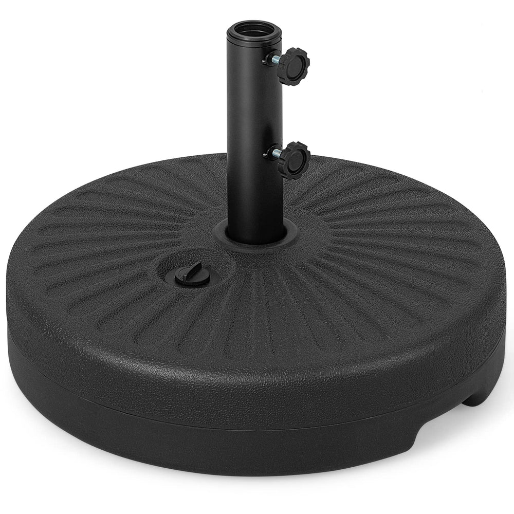 GIANTEX umbrella base front view showing sturdy silhouette and black finish for curb appeal