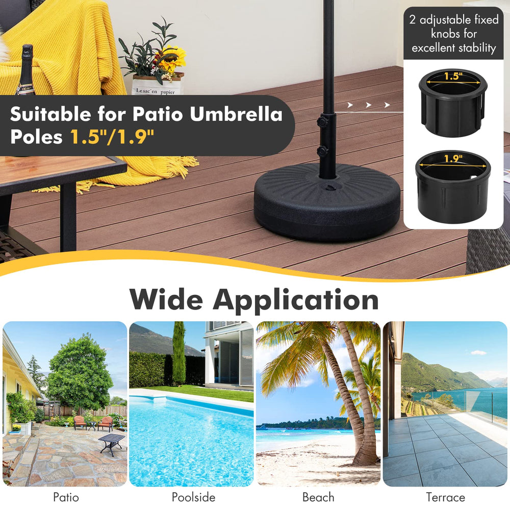 GIANTEX umbrella base close-up of adjustable knobs and included adapters for stable locking