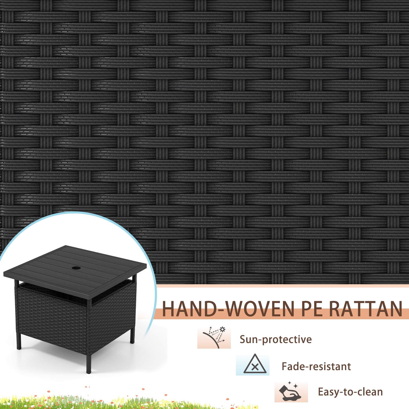 GIANTEX black HDPE surface emphasizing stain resistance and low maintenance