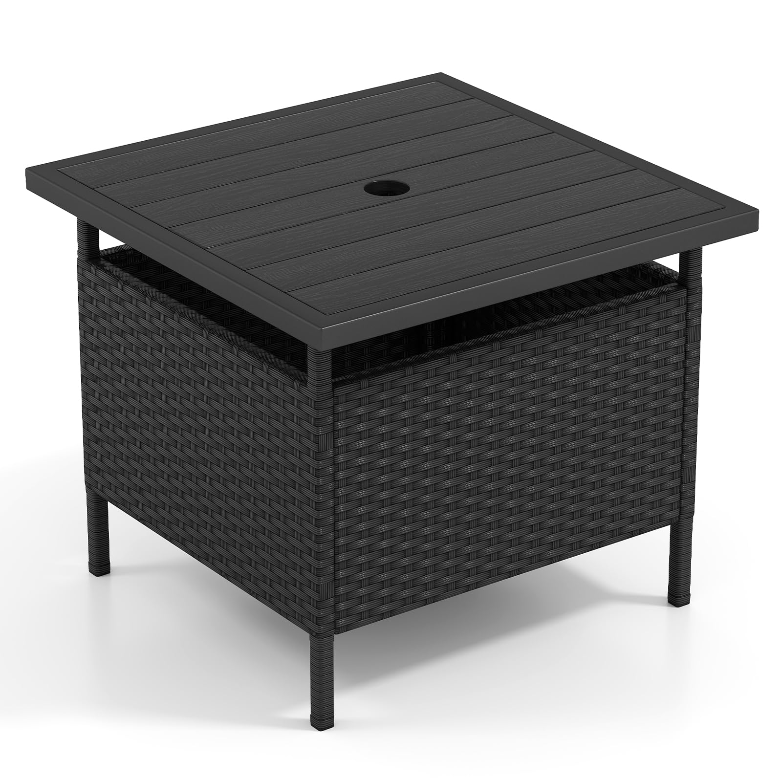 GIANTEX umbrella table front view showing compact patio setup and durability