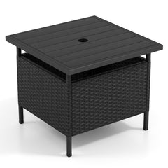 GIANTEX umbrella table front view showing compact patio setup and durability