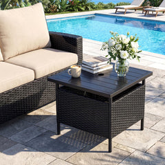 GIANTEX table in use on patio holding drinks and snacks for convenience