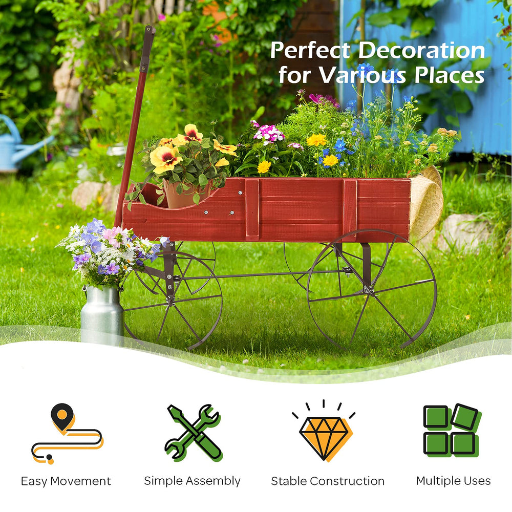 GIANTEX wagon planter filled with colorful flowers creating instant curb appeal