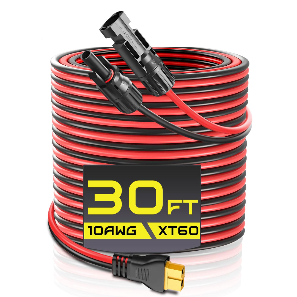 Gibbab front view of full 30FT XT60 cable showing length and connectors for flexible placement