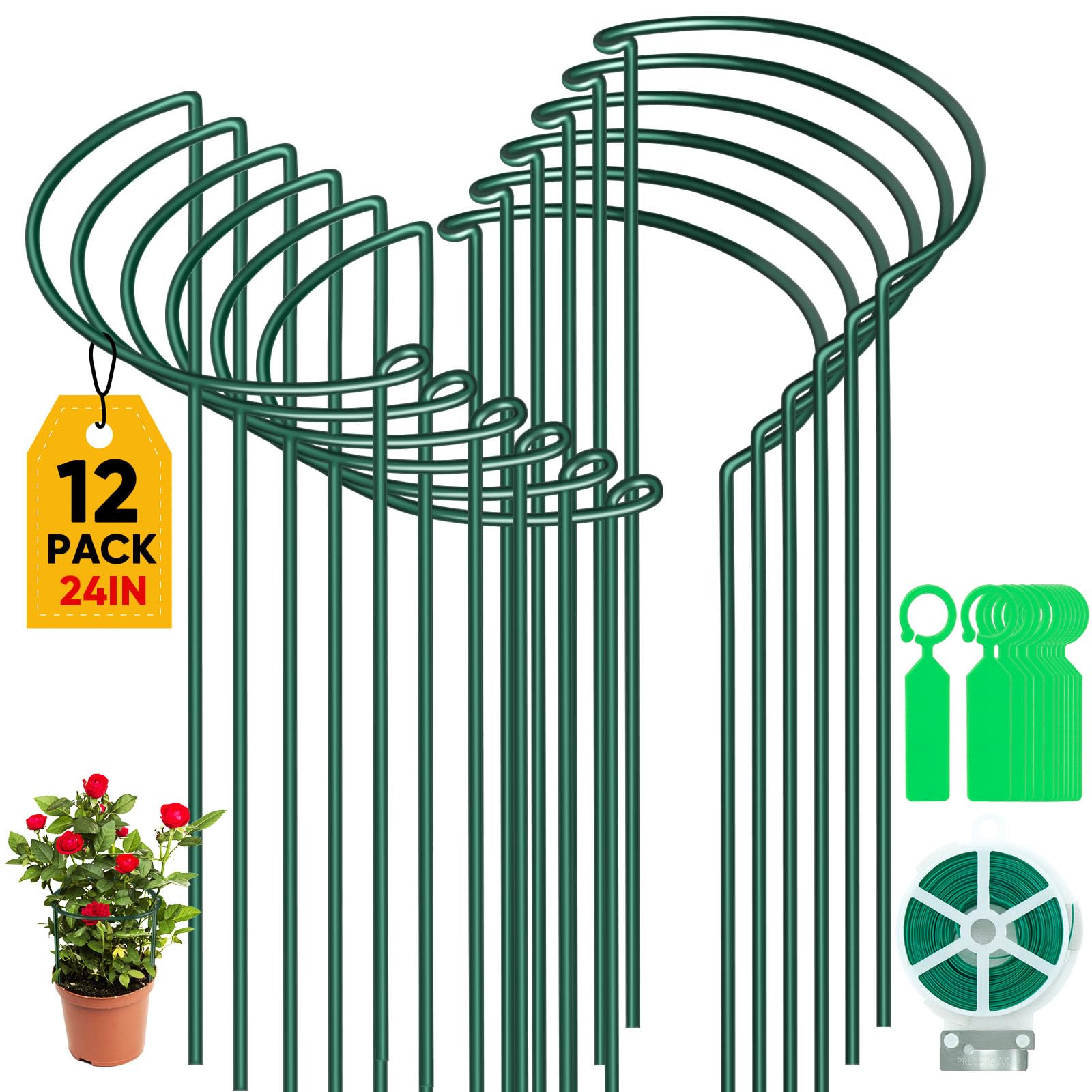 Gicare front view of 12-pack green half-round cages showing value and sturdy protection
