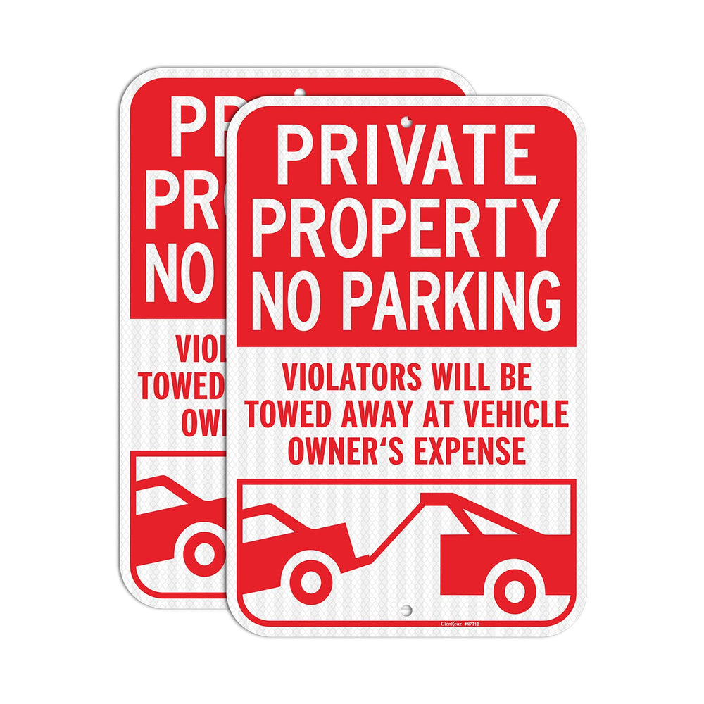 GicnKeuz front view of two no parking signs showing clear message and deterrence benefit