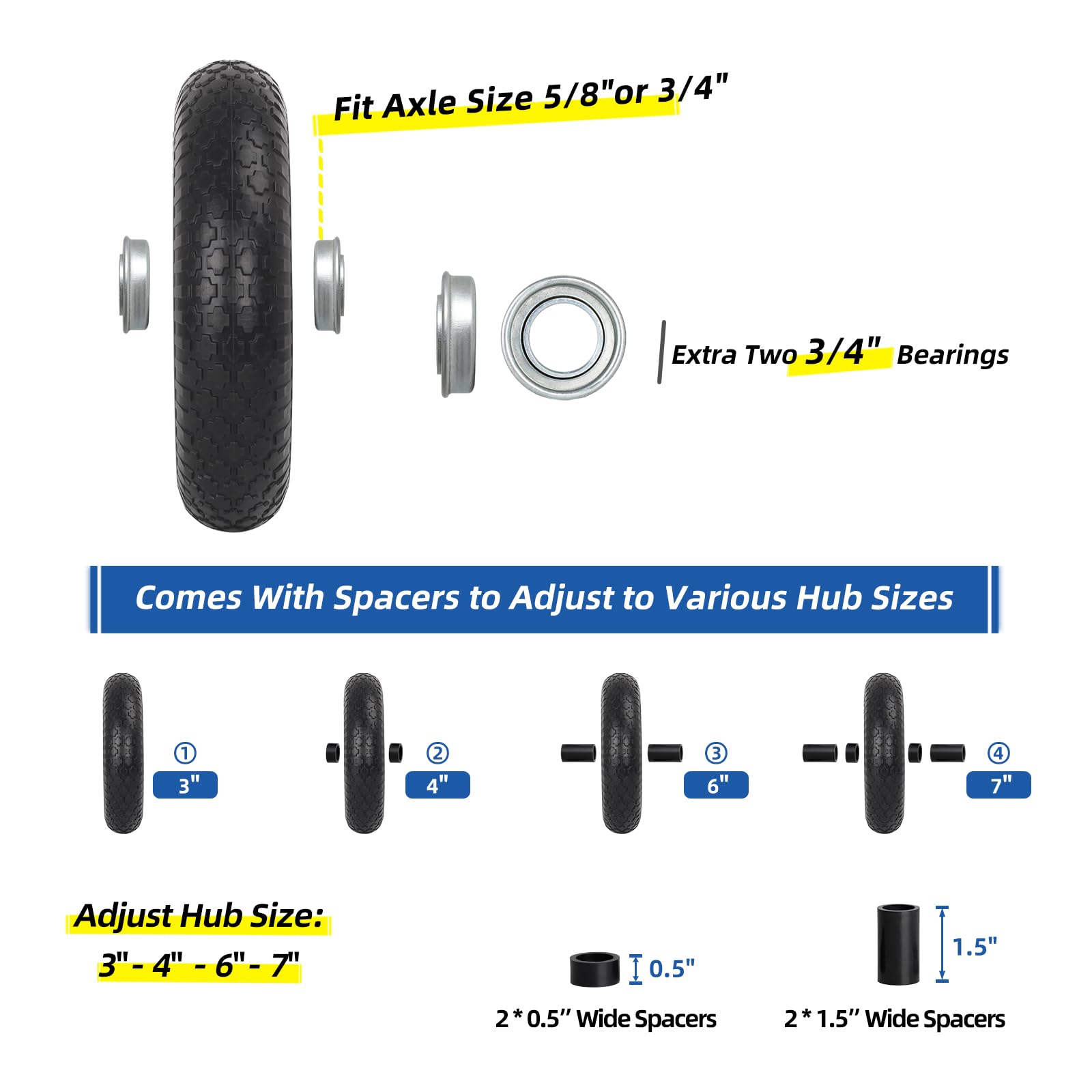GICOOL adapter kit components with spacers and bearings for versatile fit