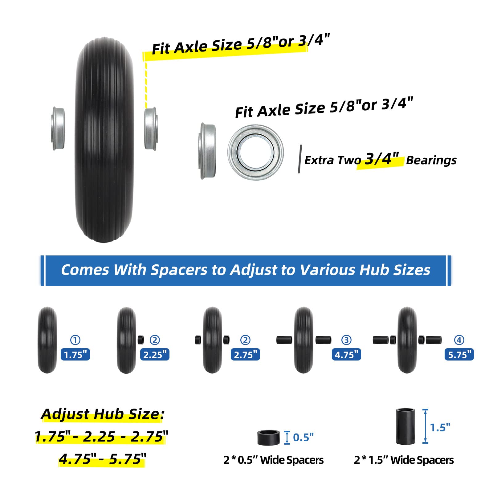 GICOOL adapter kit with spacers and bearings for adjustable hub fit