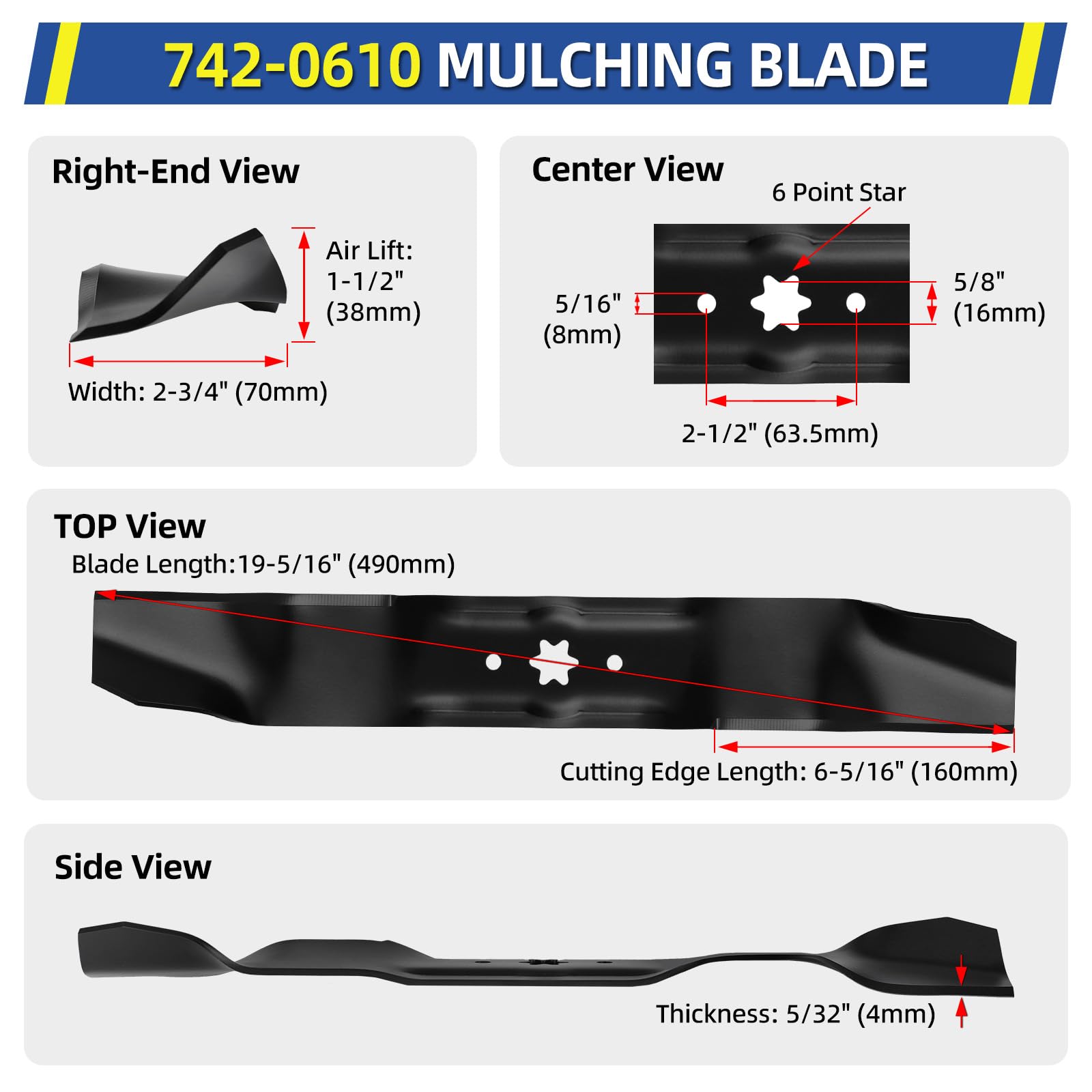 GICOOL blade beside ruler scale comparing 21-inch length for easy size confirmation before purchase