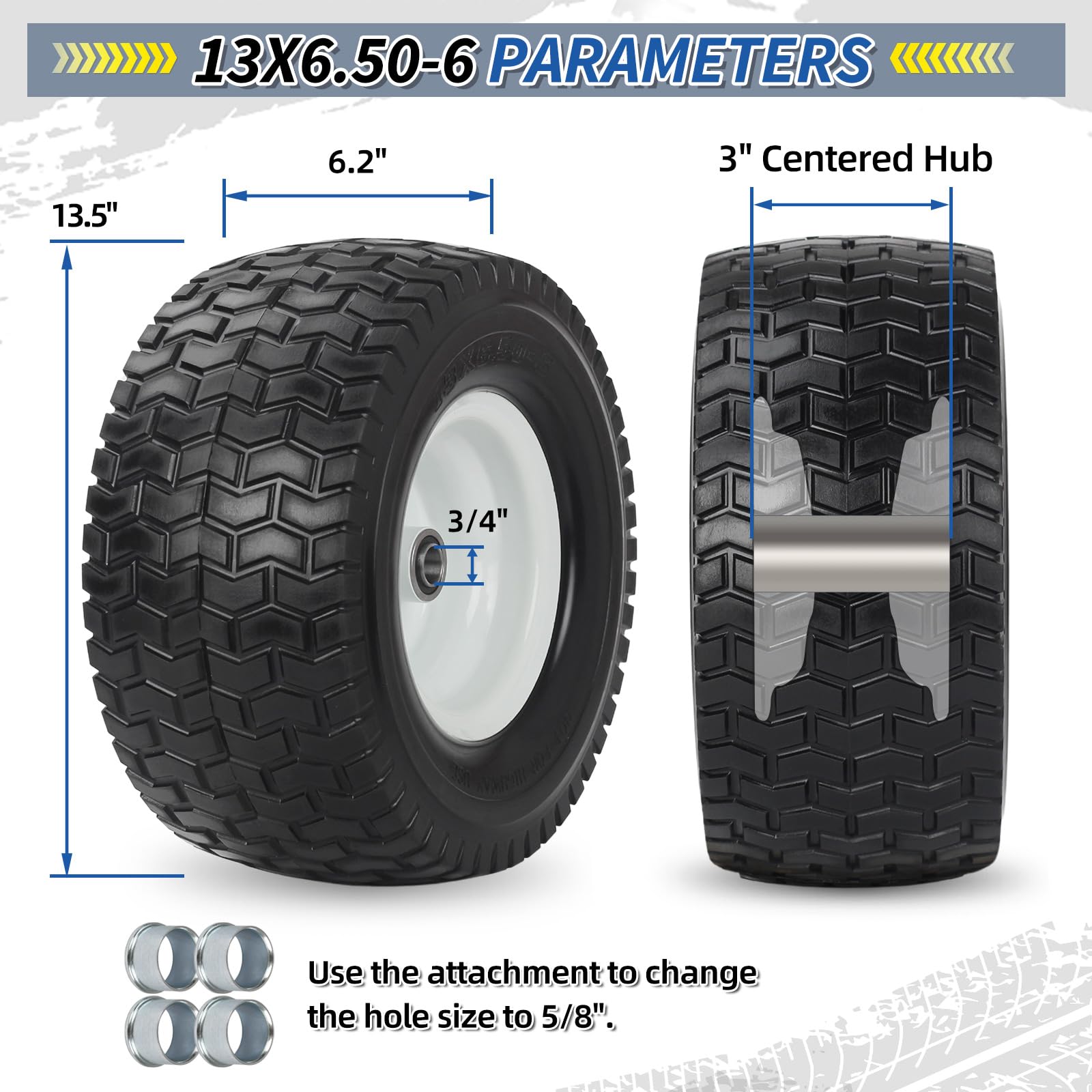 GICOOL close-up V-turf tread pattern for traction and low turf damage
