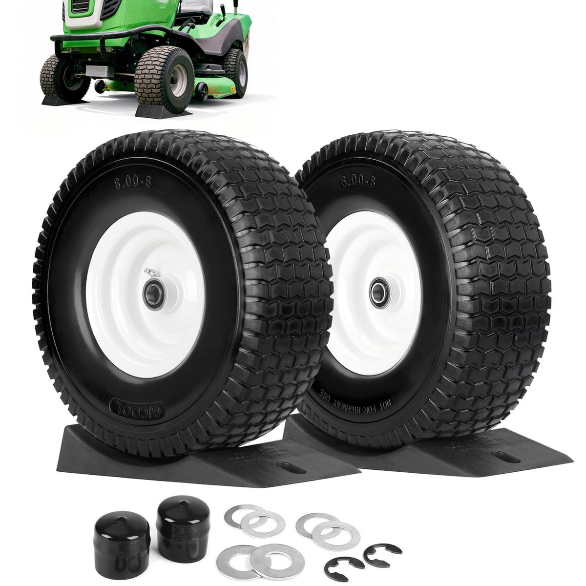 GICOOL front assembly front view showing wheel and tire for reliable replacement