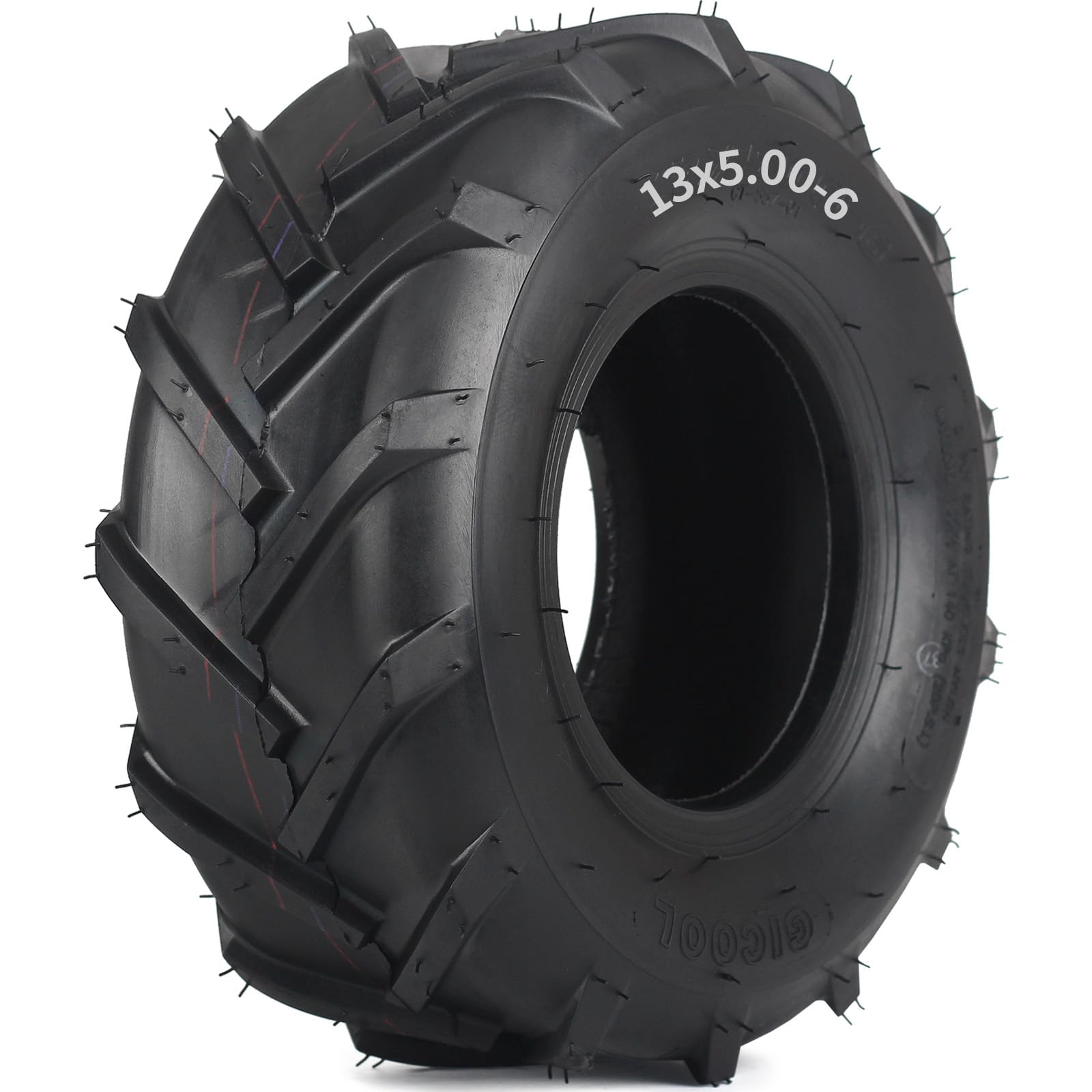 GICOOL front profile of 13x5.00-6 tire showing fit and tread benefit
