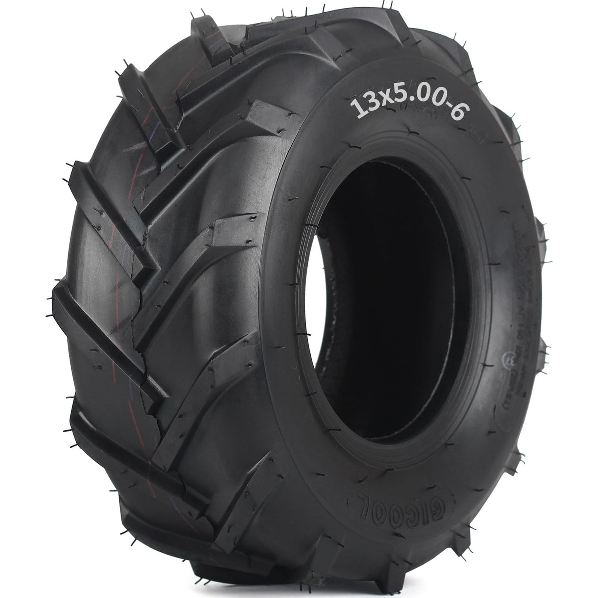 GICOOL front profile of 13x5.00-6 tire showing fit and tread benefit