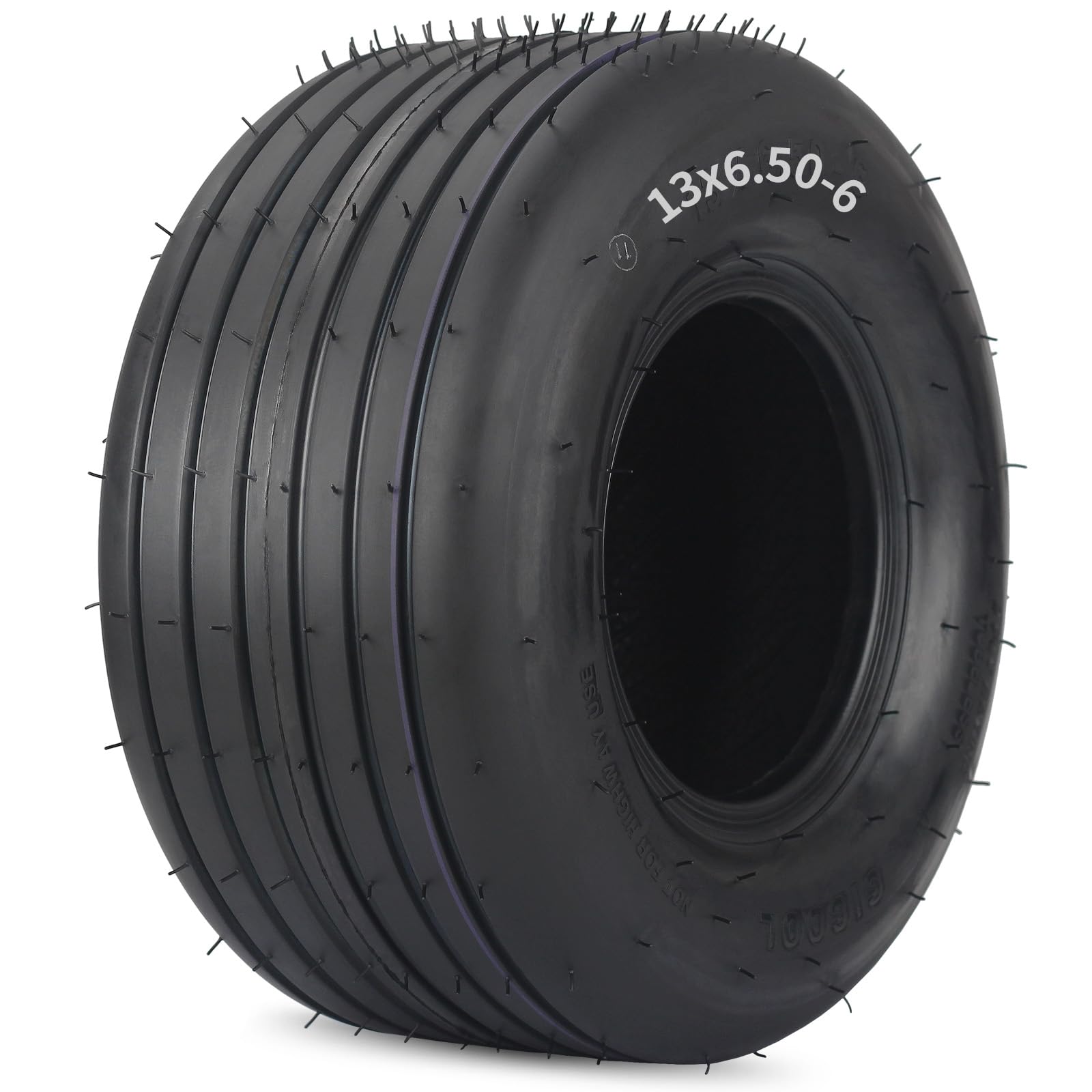GICOOL front profile of 13x6.50-6 tire showing tread and profile for smooth mowing