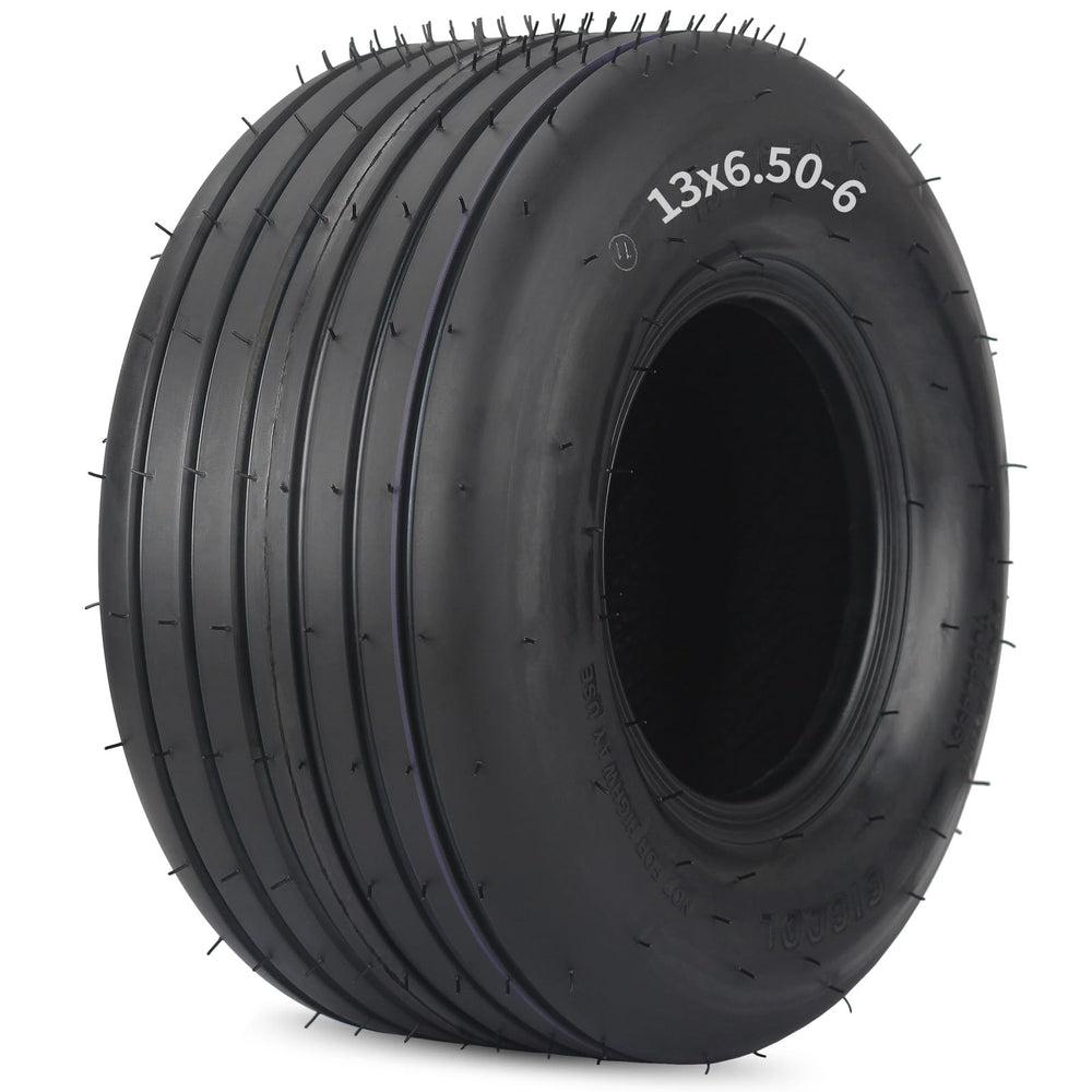 GICOOL front profile of 13x6.50-6 tire showing tread and profile for smooth mowing