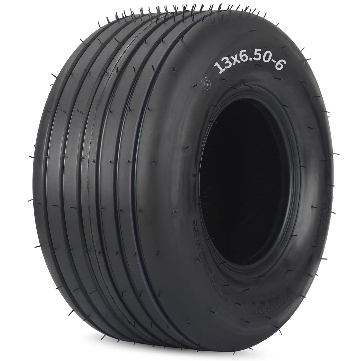 GICOOL front profile of 13x6.50-6 tire showing tread and profile for smooth mowing