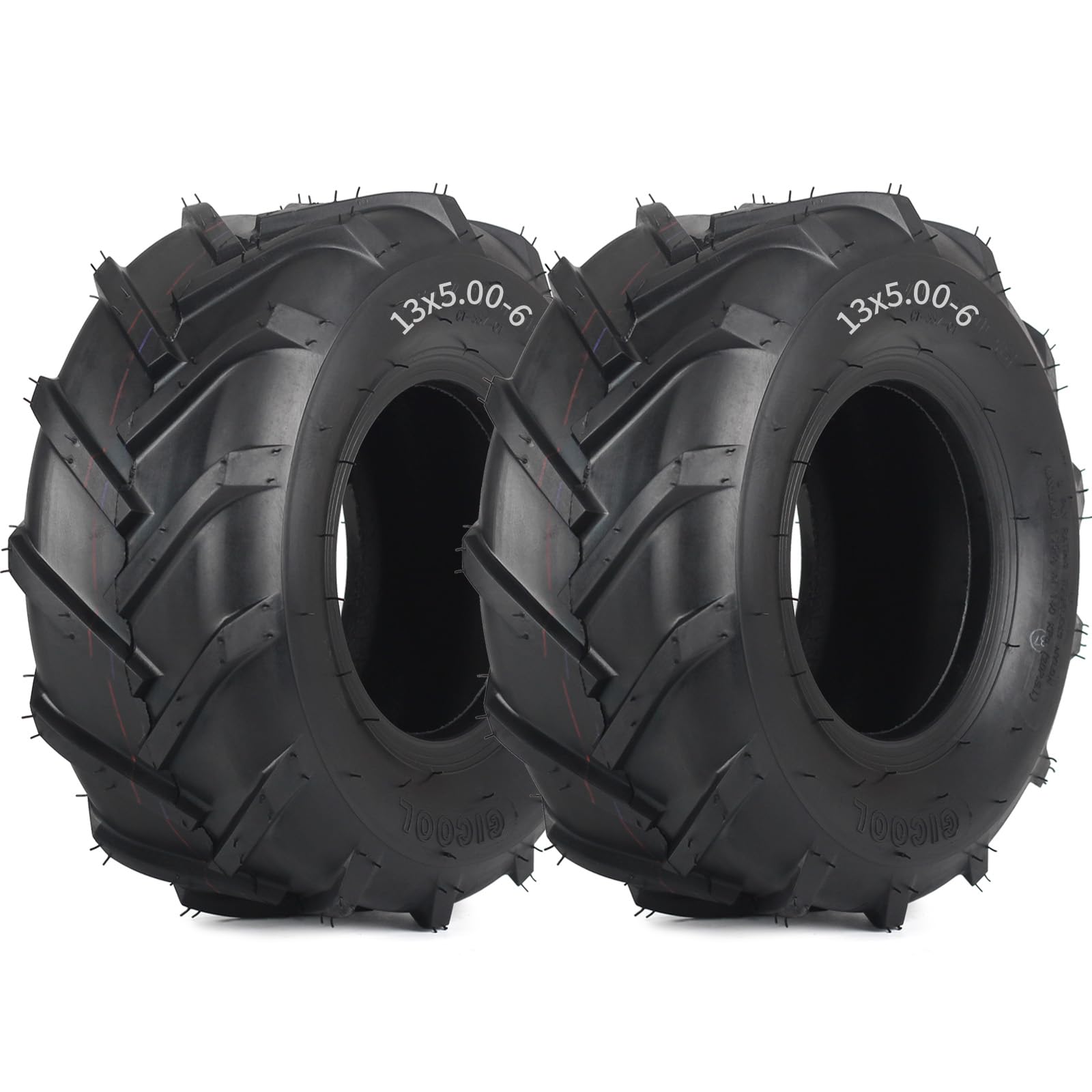 GICOOL front view of 13x5.00-6 tire pair showing tread and profile for reliable traction