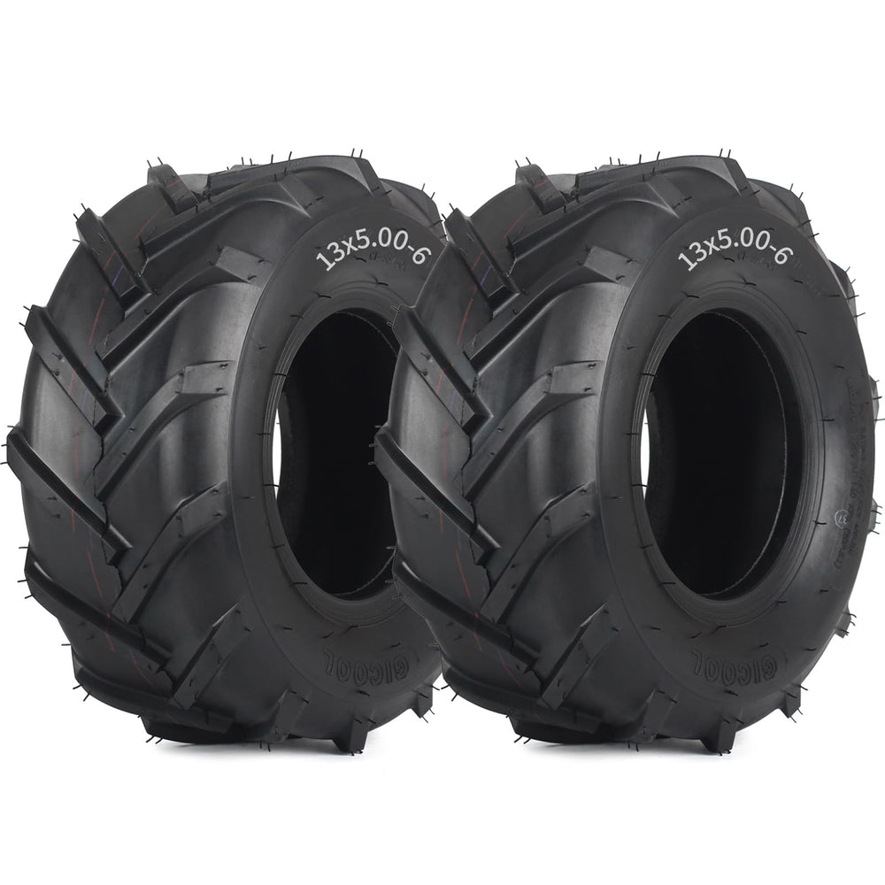 GICOOL front view of 13x5.00-6 tire pair showing tread and profile for reliable traction