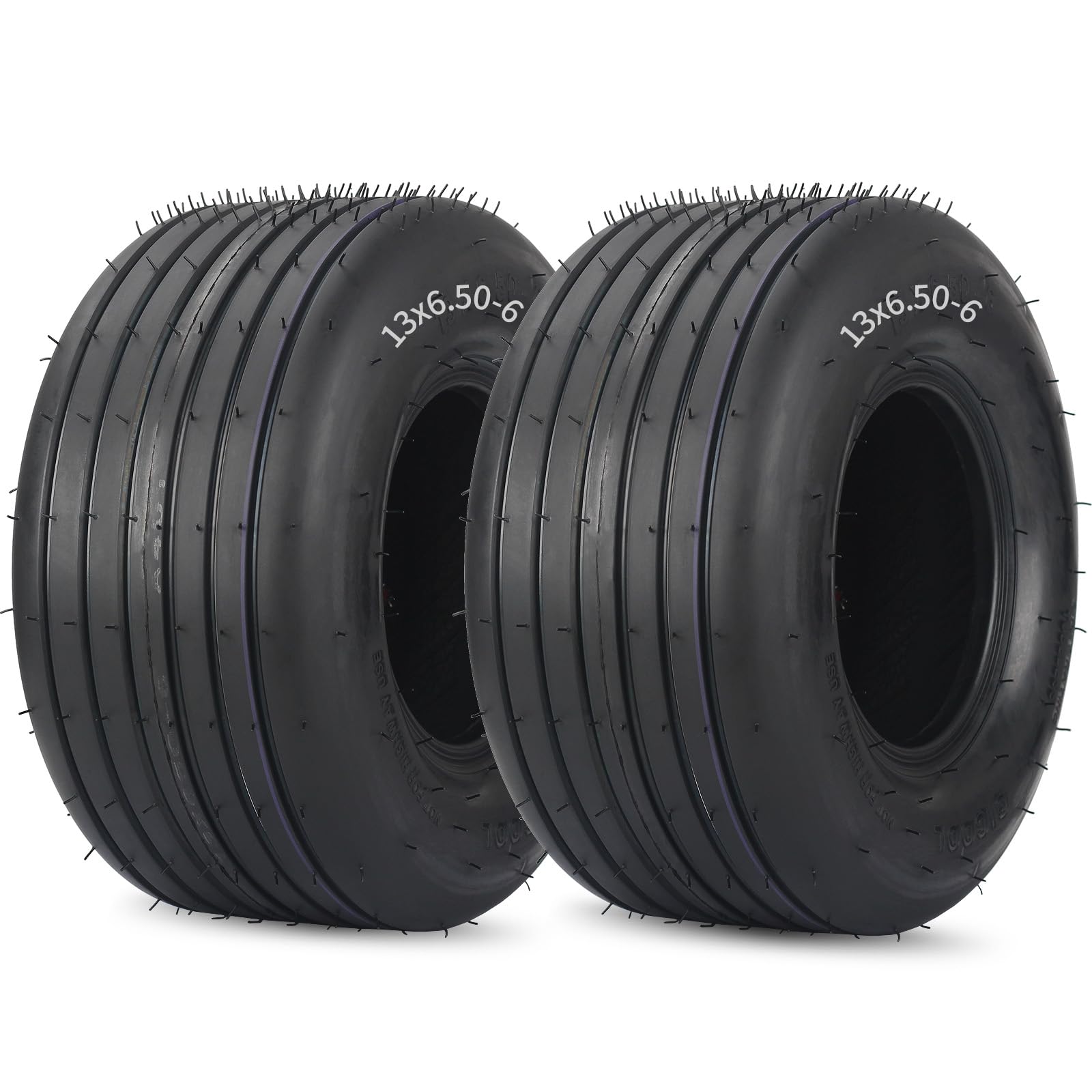 GICOOL front view of 13x6.50-6 tire showing shape and tread for easy replacement