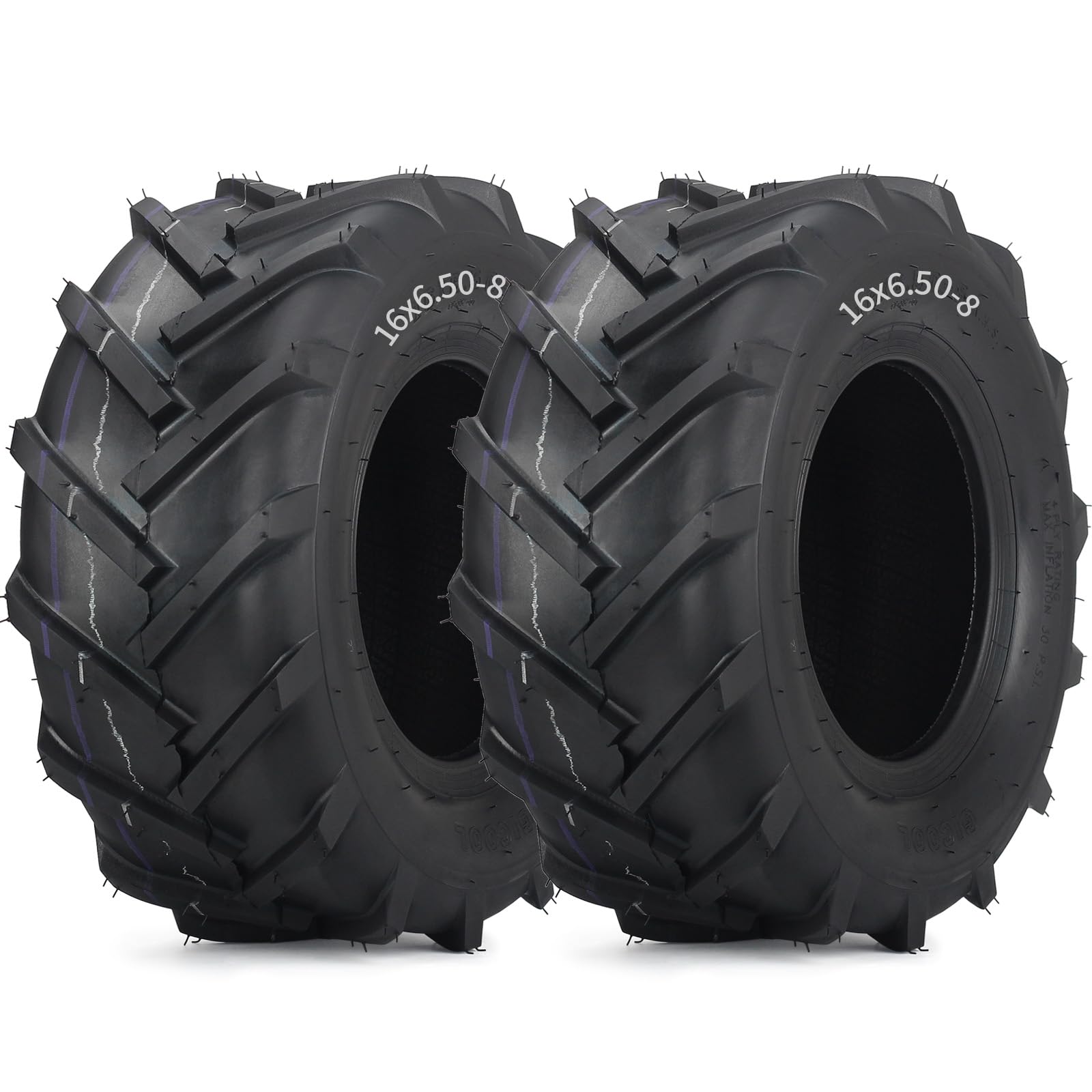 GICOOL front view of 16x6.50-8 tubeless tire showing durable tread and improved traction