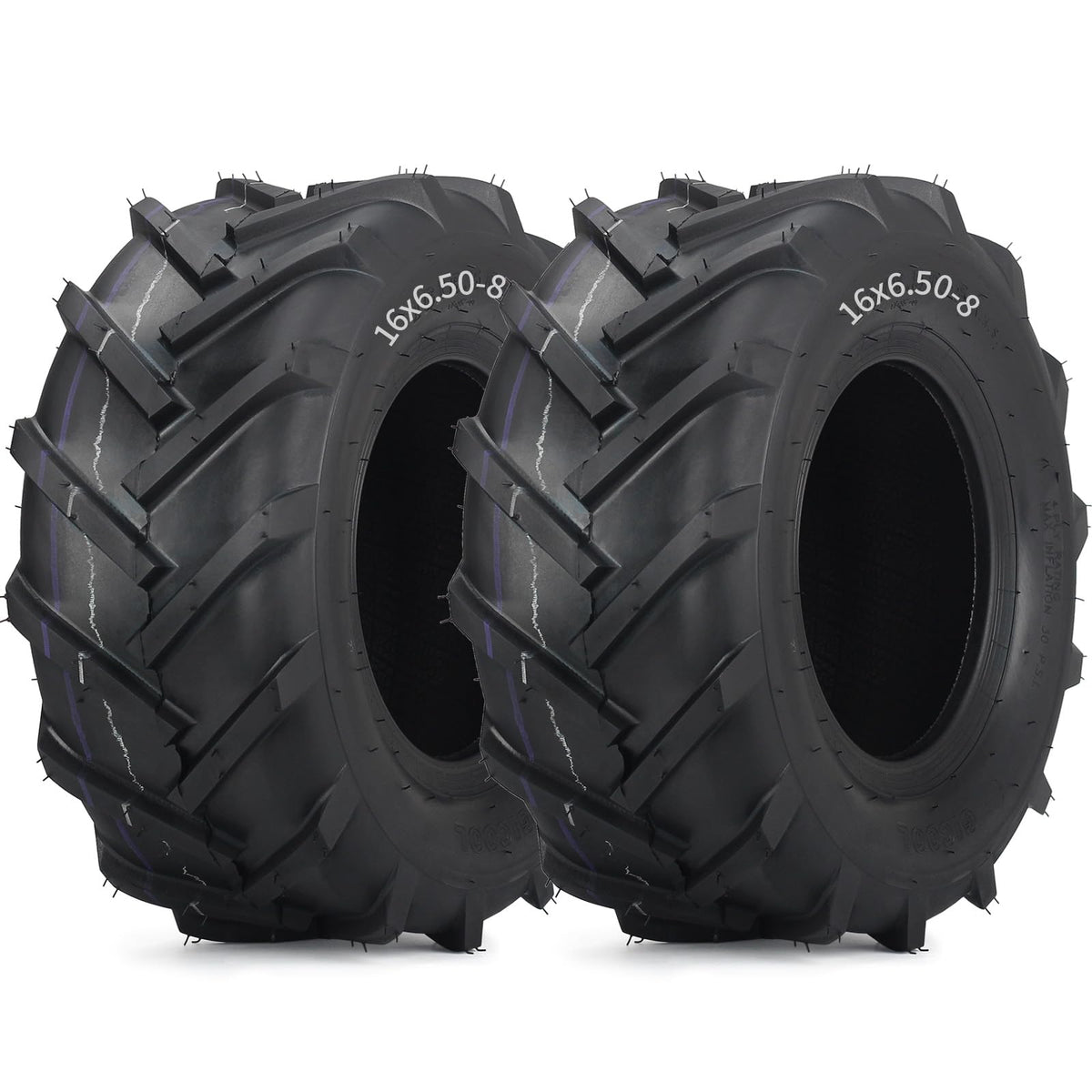 GICOOL front view of 16x6.50-8 tubeless tire showing durable tread and improved traction