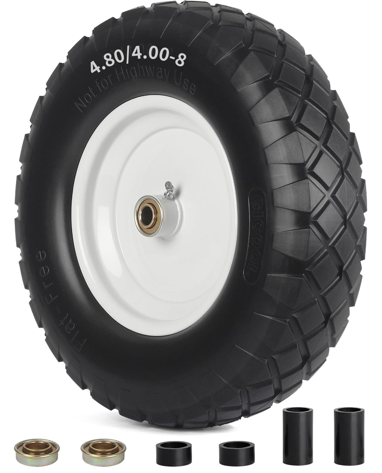 GICOOL front view wheel assembly showing full tire and rim, durable replacement