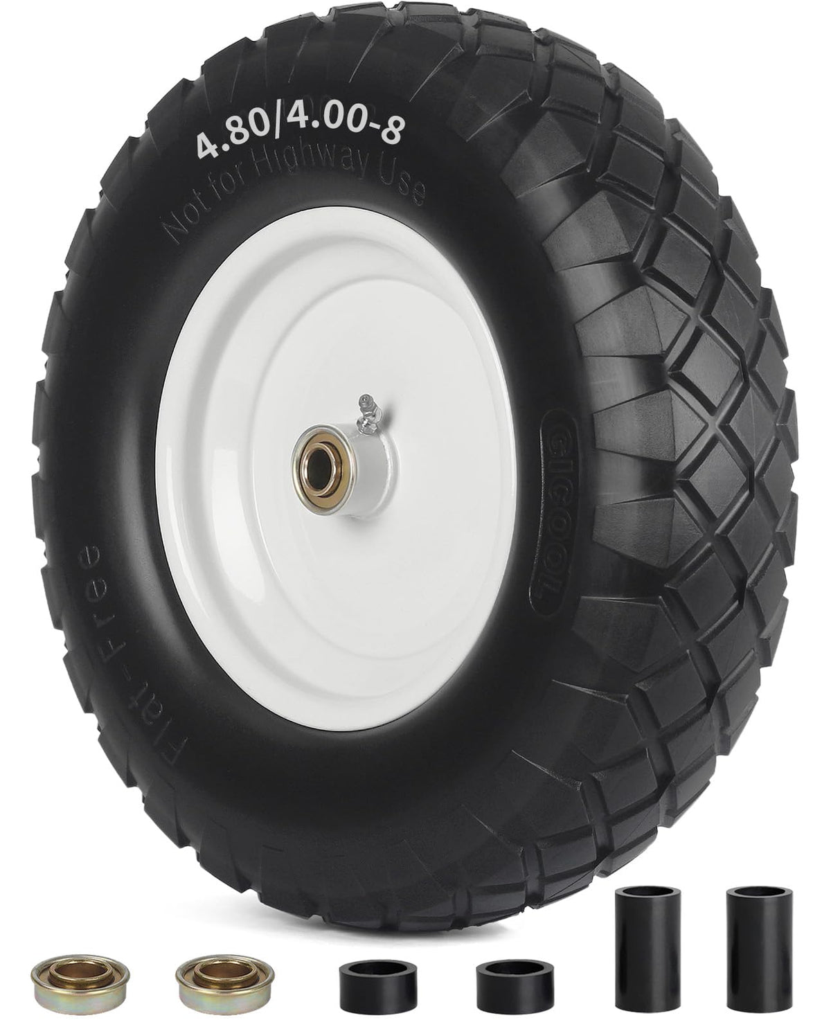 GICOOL front view wheel assembly showing full tire and rim, durable replacement