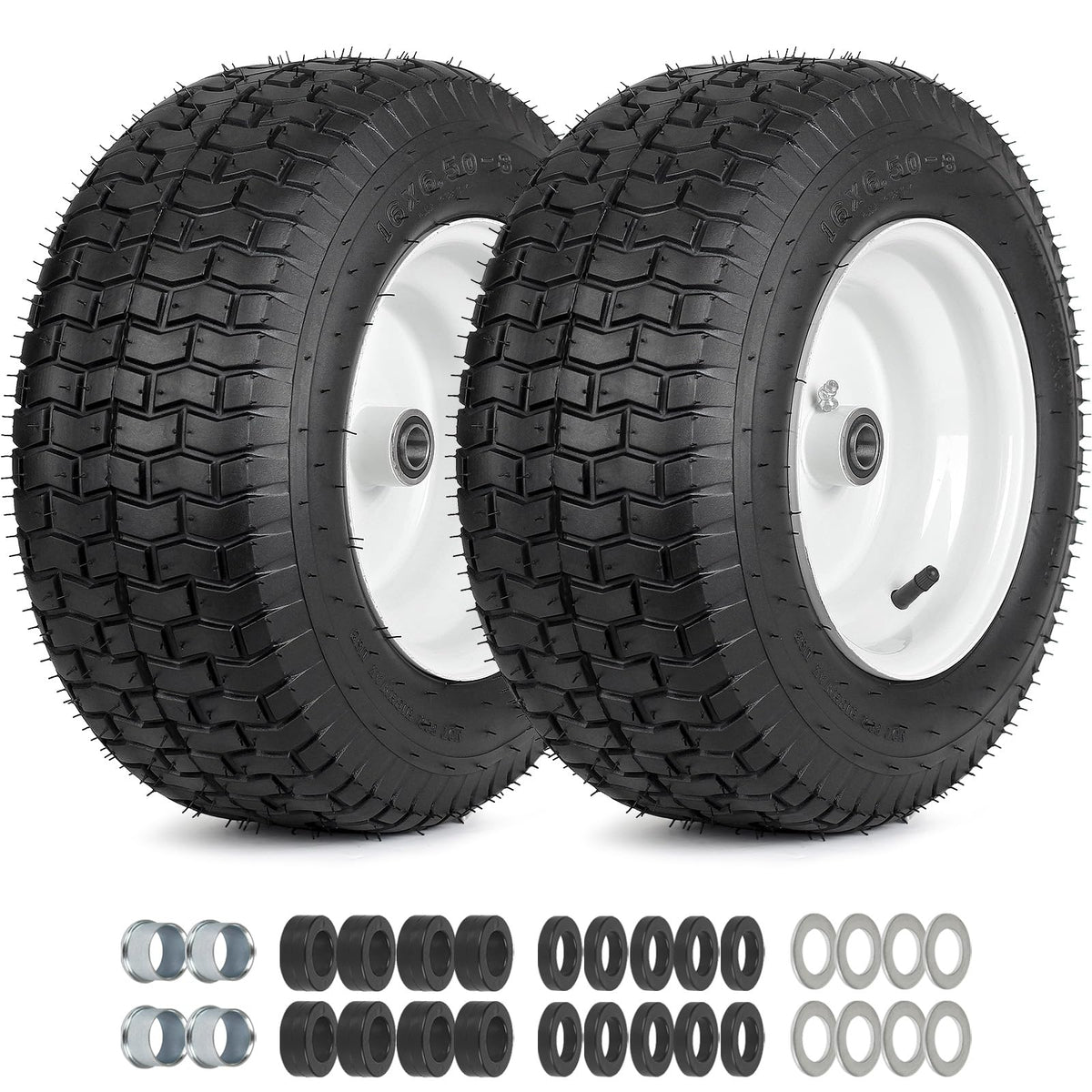 GICOOL front view of 16x6.50-8 wheel showing full assembly and ready-to-install benefit